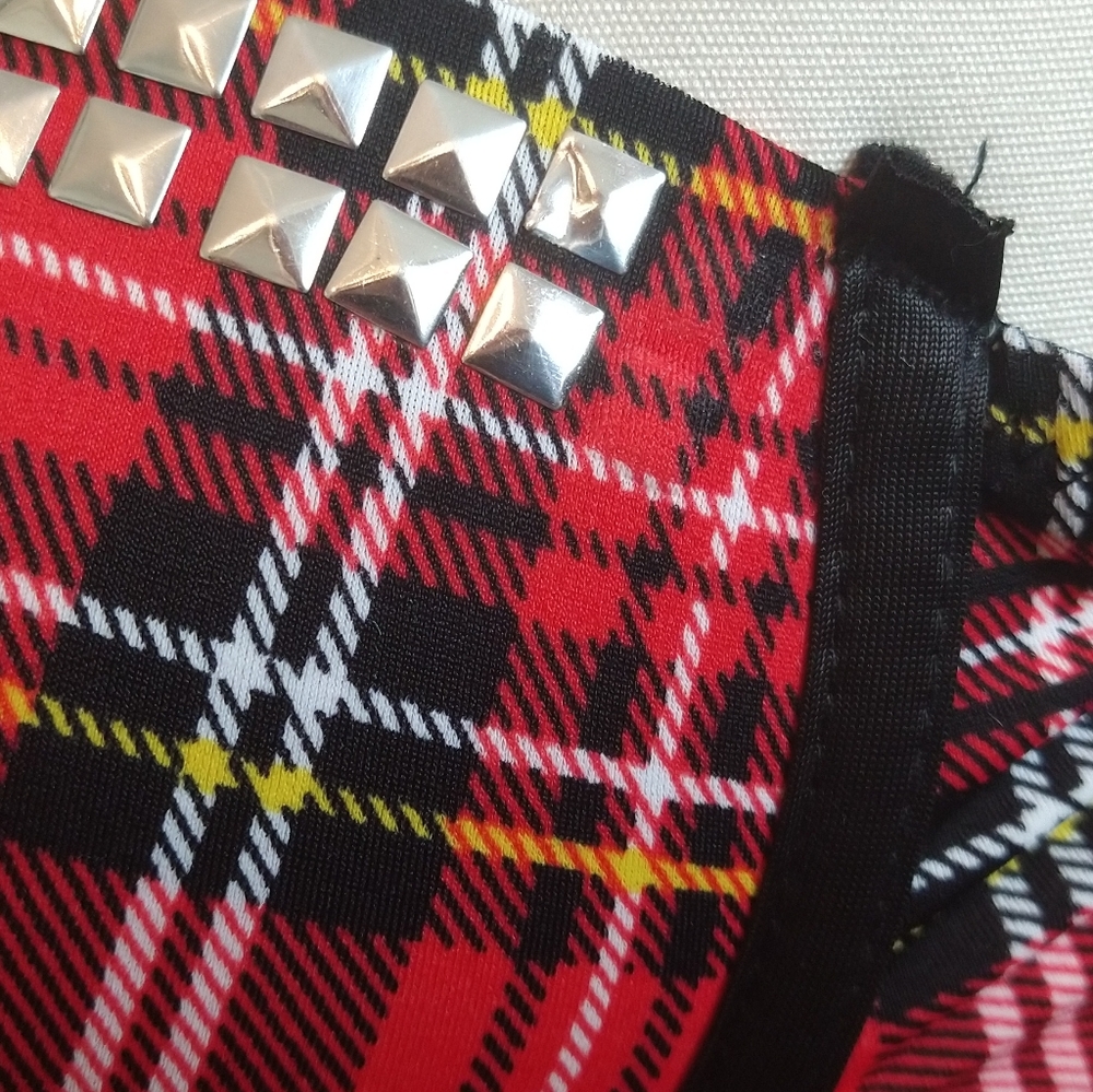 ❌SOLD Morbid Threads Punk Corset Bustier Red Plaid Goth - Picture 10 of 11